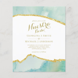 Nuestra Boda AGATE Guld Spanska bröllopsinbjudan