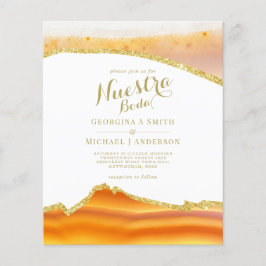 Nuestra Boda AGATE Guld Spanska bröllopsinbjudan