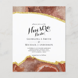 Nuestra Boda AGATE Guld Spanska bröllopsinbjudan