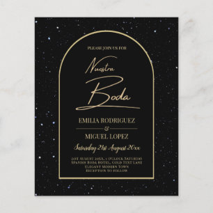 NUESTRA BODA BLACK GULD Starry Night INBJUDAN Flygblad