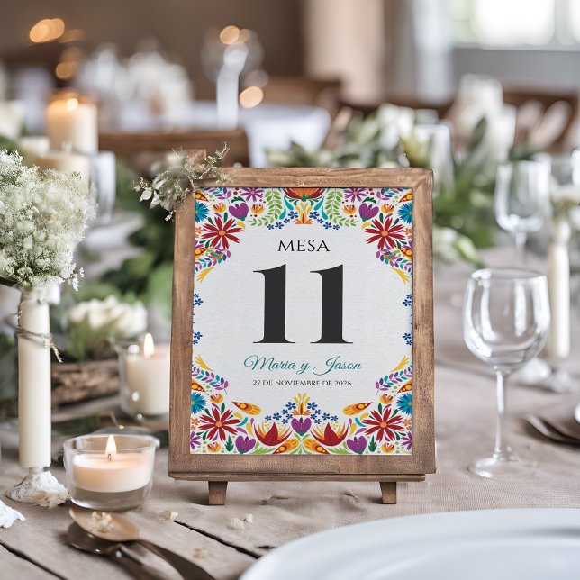 Nuestra Boda Blommor Botanisk Spansk Bröllopsdekor Bordsnummer (Nuestra Boda Flowers Botanical Spanish Wedding Table Number)