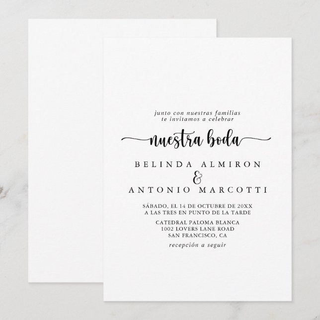 Nuestra Boda Bröllop Inbjudningar (Fram/baksida)