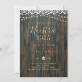 NUESTRA BODA BUDGET RUSTIC LJUS SNÖRE Bröllop Inbjudningar