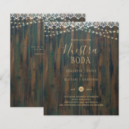 NUESTRA BODA BUDGET RUSTIC LJUS SNÖRE INBJUDAN