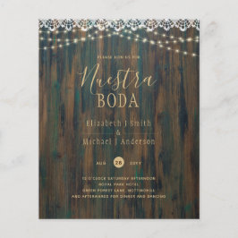 NUESTRA BODA BUDGET RUSTIC LJUS SNÖRE INBJUDAN FLYGBLAD