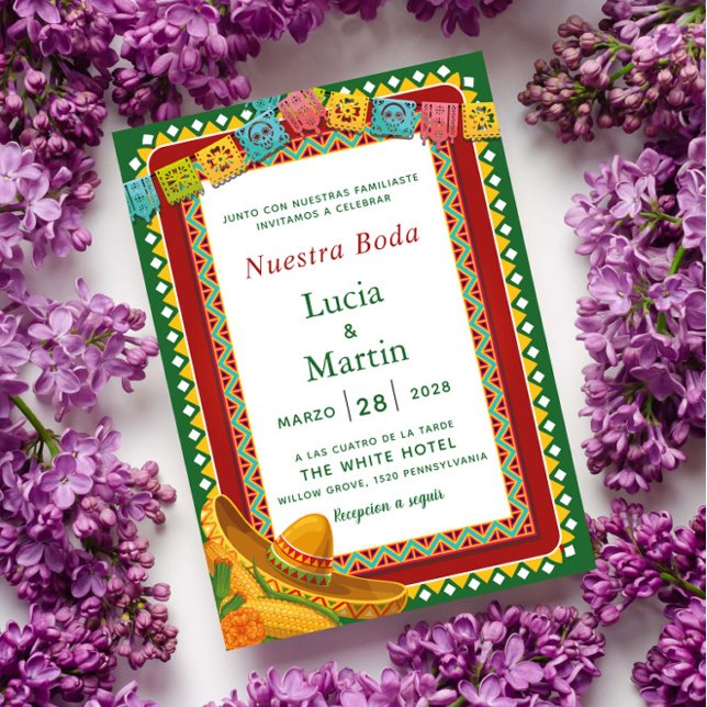 Nuestra Boda Colorfull Mexican Fiesta Inbjudningar (Skapare uppladdad)