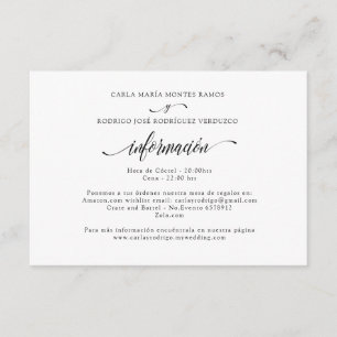 NUESTRA BODA Editable Spain bröllop infokort Tilläggskort