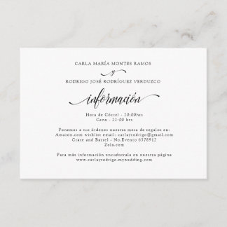 NUESTRA BODA Editable Spain bröllop infokort Tilläggskort