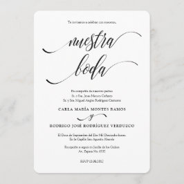 NUESTRA BODA Editable Spanska bröllopsinbjudan Inbjudningar