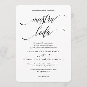 NUESTRA BODA Editable Spanska bröllopsinbjudan Inbjudningar