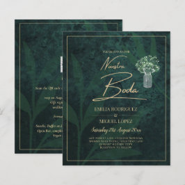 NUESTRA BODA Emerald Grönt Guld Gypsophila INBJUDA