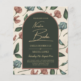 Nuestra Boda Emerald Grönt Terracotta Fall Inbjuda Flygblad