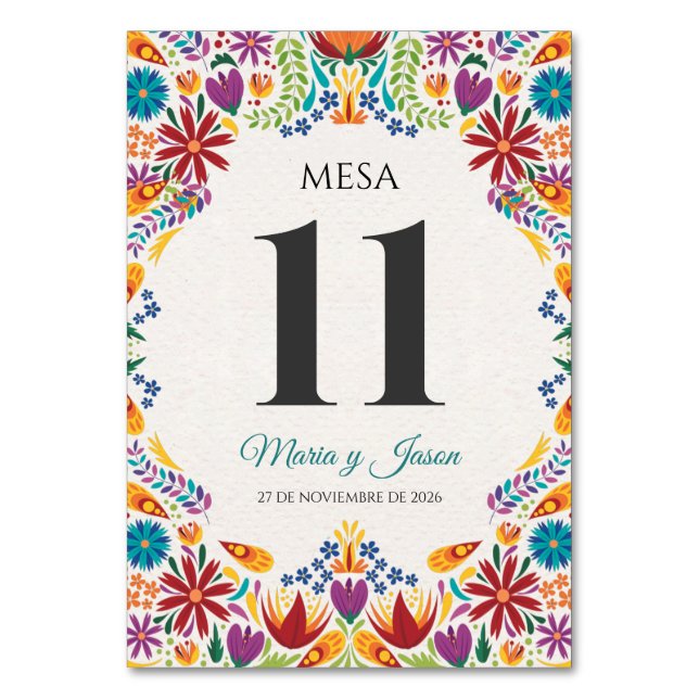 Nuestra Boda Flowers Botanical Spanish Wedding Bordsnummer (Framsidan)