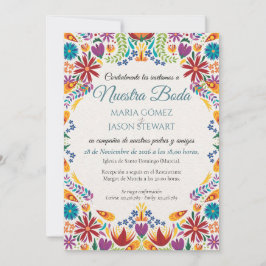 Nuestra Boda Flowers Botanical Spanish Wedding Inbjudningar