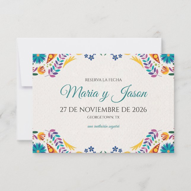 Nuestra Boda Flowers Botanical Spanish Wedding Spara Datumet (Framsida)