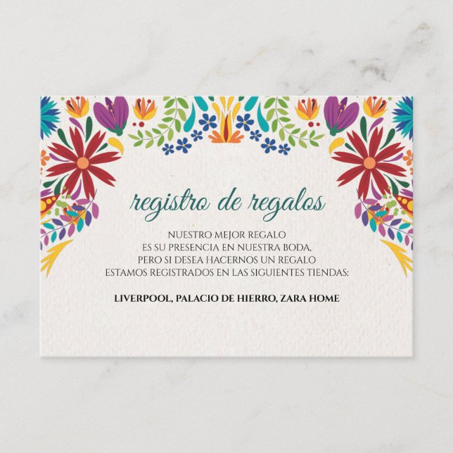 Nuestra Boda Flowers Botanical Spanish Wedding Tilläggskort (Framsida)