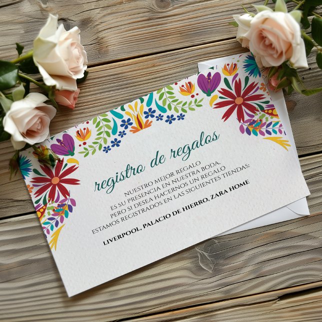Nuestra Boda Flowers Botanisk Spansk Bröllop Tilläggskort (Nuestra Boda Flowers Botanical Spanish Wedding Enclosure Card)
