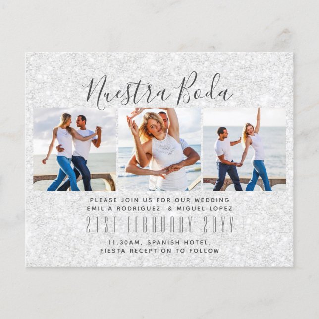 Nuestra Boda Foto Collage Bröllops INVITATION (Framsida)