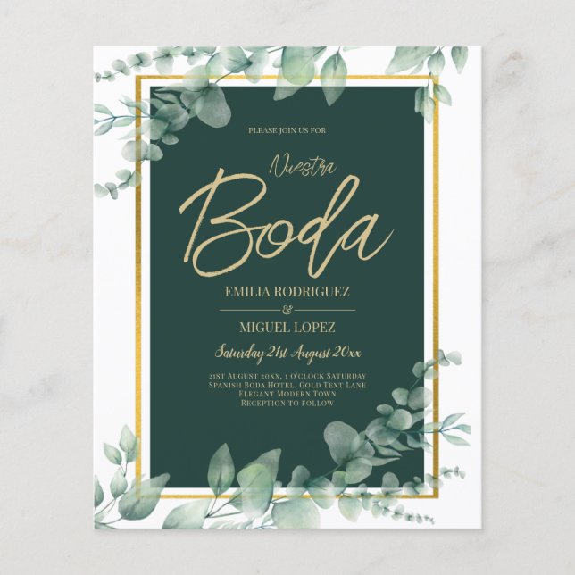 Nuestra Boda Greenery Spain BRÖLLOP QR CODE Flygblad (Framsidan)