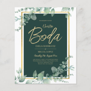 Nuestra Boda Greenery Spain BRÖLLOP QR CODE Flygblad