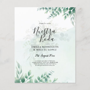 NUESTRA BODA Greenery Spain WEDDING-inbjudan Flygblad