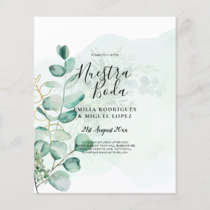 NUESTRA BODA Greenery Spain WEDDING-inbjudan Flygblad