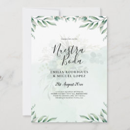 NUESTRA BODA Greenery Spain WEDDING-inbjudan Inbjudningar