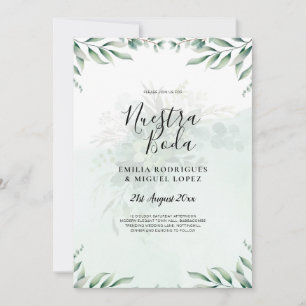 NUESTRA BODA Greenery Spain WEDDING-inbjudan Inbjudningar