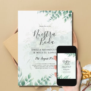 NUESTRA BODA Greenery Spain WEDDING-inbjudan Inbjudningar