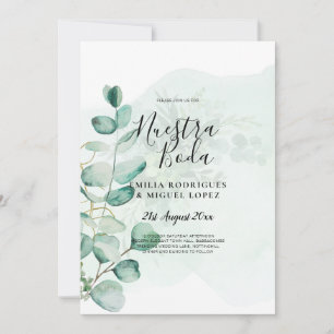 NUESTRA BODA Greenery Spain WEDDING-inbjudan Inbjudningar