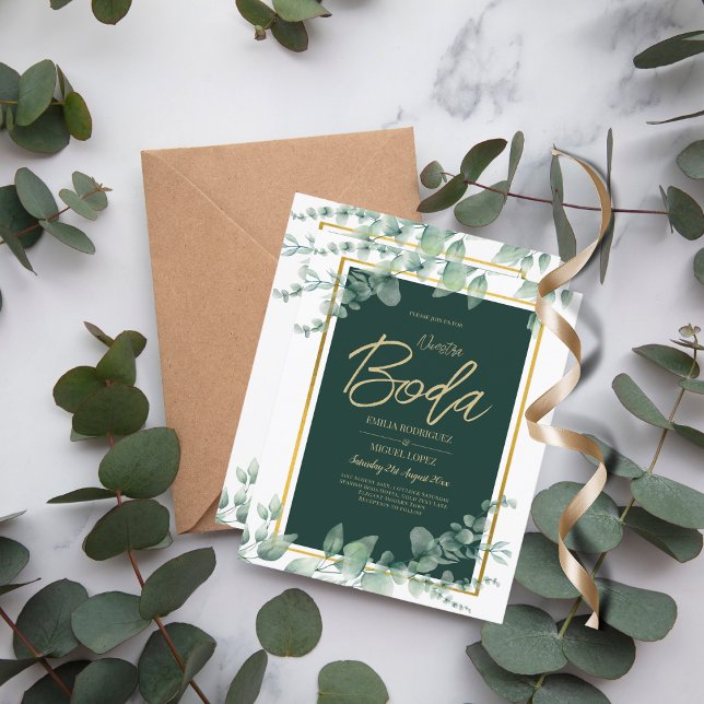 Nuestra Boda Greenery Spansk BRÖLLOPS QR-KOD (Skapare uppladdad)