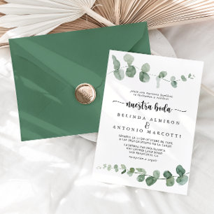 Nuestra Boda Grönt Delight Eucalyptus Bröllop Inbjudningar
