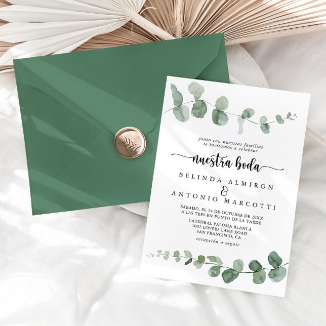 Nuestra Boda Grönt Delight Eucalyptus Bröllop Inbjudningar (Skapare uppladdad)