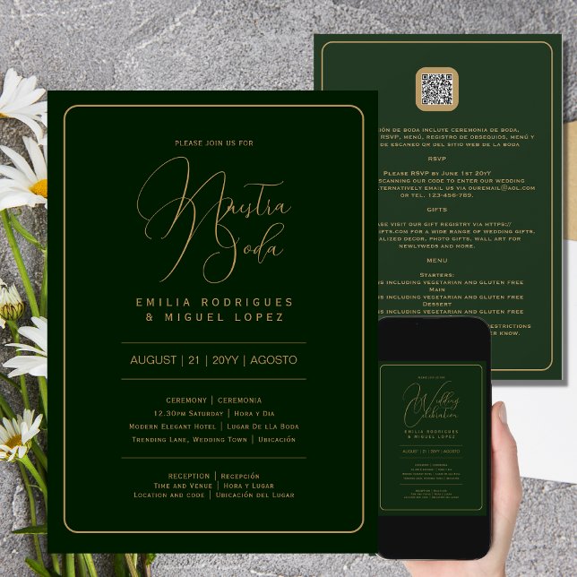 Nuestra Boda | GRÖNT GULD Bröllop inkl. uppgifter Inbjudningar (Skapare uppladdad)