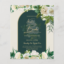 NUESTRA BODA Grönt Guld Vit ros Winter INBJUDAN Flygblad