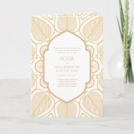 Nuestra Boda GULD 4-årig spansk bröllopsinbjudning Kort