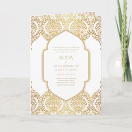 Nuestra Boda GULD 4-årig spansk bröllopsinbjudning Kort