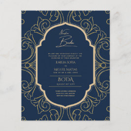 Nuestra Boda GULD Ram Spanska bröllopsinbjudan INV
