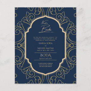 Nuestra Boda GULD Ram Spanska bröllopsinbjudan INV
