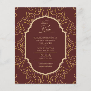 Nuestra Boda GULD Ram Spanska bröllopsinbjudan INV