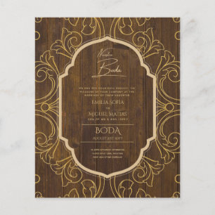 Nuestra Boda GULD Ram Spanska bröllopsinbjudan INV Flygblad