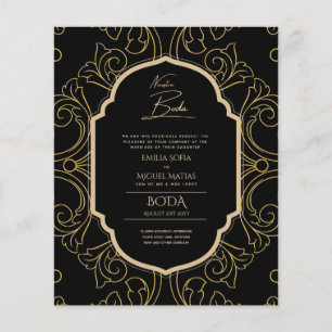Nuestra Boda GULD Ram Spanska bröllopsinbjudan INV Flygblad