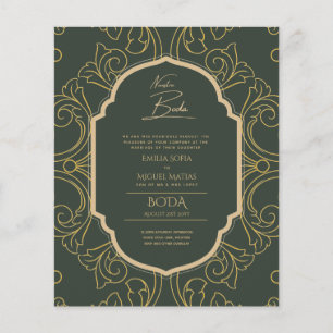Nuestra Boda GULD Ram Spanska bröllopsinbjudan INV Flygblad