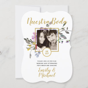 Nuestra Boda-inbjudan - PHOTO Bröllop Lila 2 Inbjudningar
