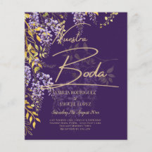 Nuestra Boda Lilac Wisteria Bröllop Spanien Inbjud
