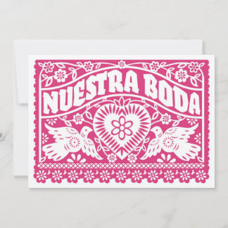 Nuestra Boda Papel Picado Love birds Inbjudningar