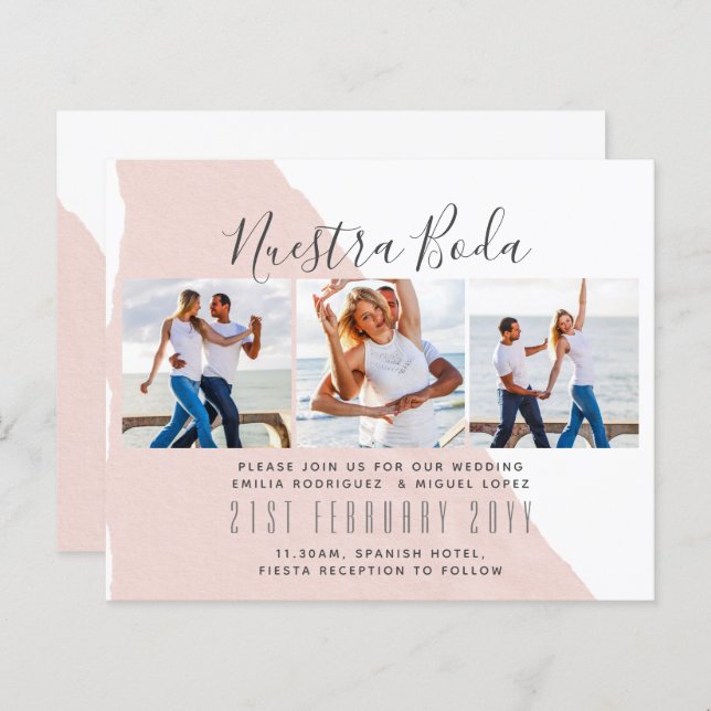 Nuestra Boda Photo Collage Wedding INVITE (Fram/baksida)
