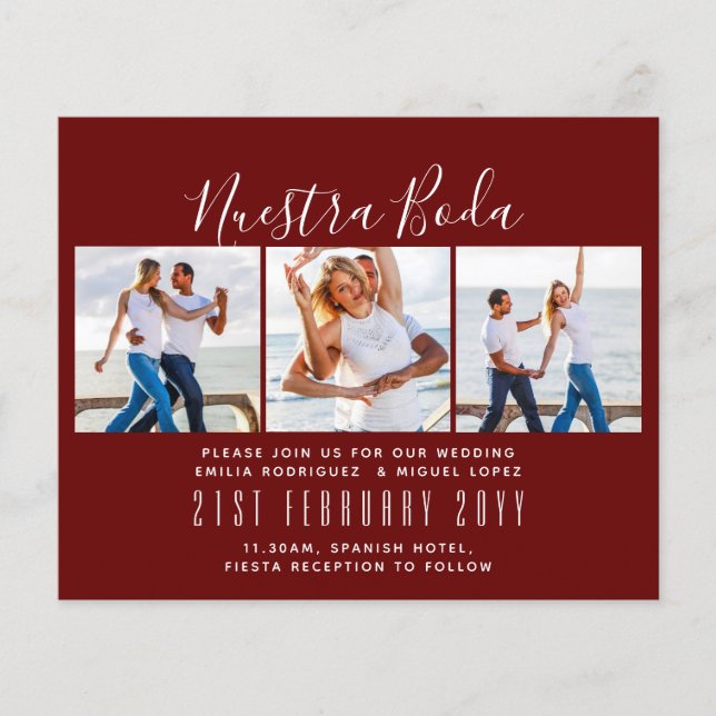 Nuestra Boda Photo Collage Wedding INVITE (Framsida)