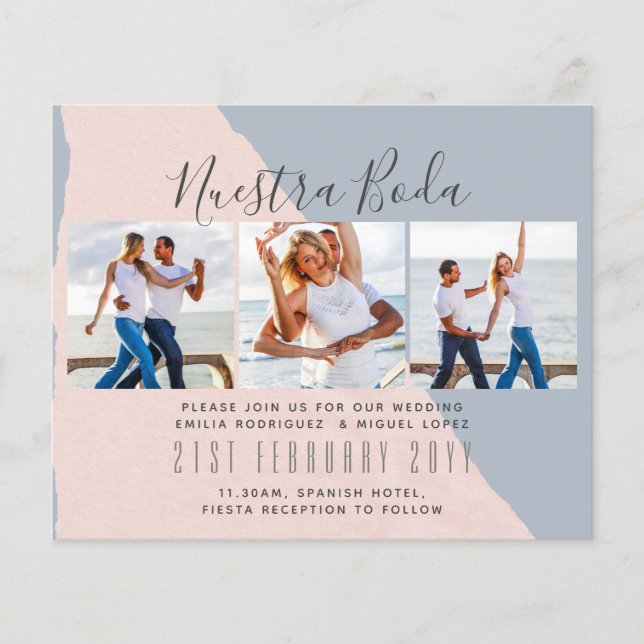 Nuestra Boda Photo Collage Wedding INVITE (Framsida)