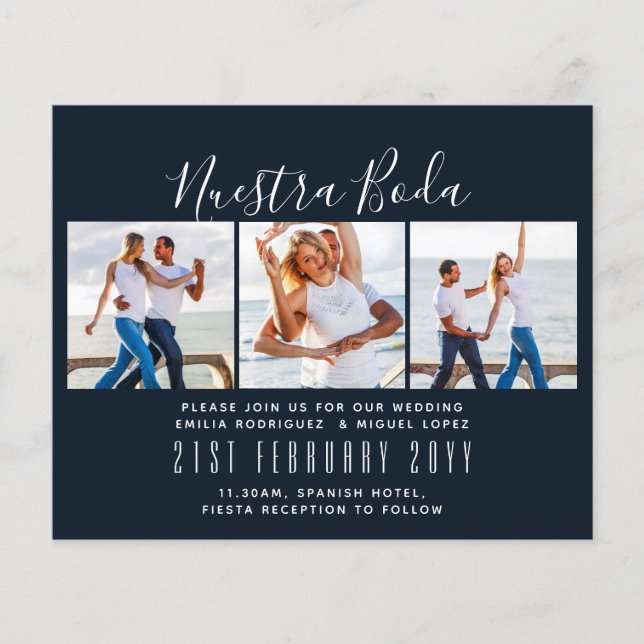 Nuestra Boda Photo Collage Wedding INVITE Flygblad (Framsidan)